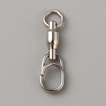 Brass with 304 Stainless Steel Fishing Fast Snap Clips, Quick Change Connectors, Platinum & Stainless Steel Color, 20x6x3mm, Hole: 3mm & 5.2x3.8mm