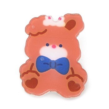 Cartoon Style Acrylic Brooches, with 201 Stainless Steel Pins, Bear, 31x24x6.5mm