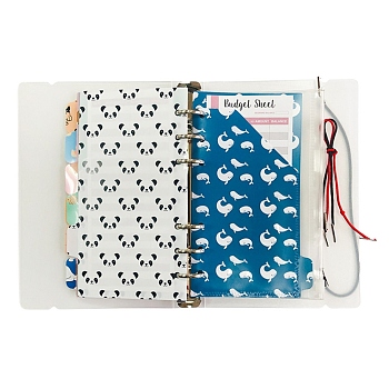 Reusable Plastic Budget Envelopes for Cash Savings, with Budget Sheets, Label Stickers and Organizer Wallet, Mixed Color, Animal Pattern, 158x70x0.1mm