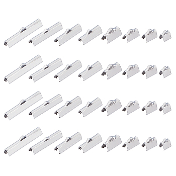 304 Stainless Steel Ribbon Crimp Ends, Stainless Steel Color, 320pcs/box