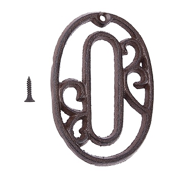 Iron Home Address Number, with Screw, Number, Num.0, 116x81x6mm, Hole: 5mm