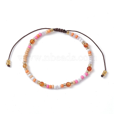 bracelet de perles tressées en pierres précieuses naturelles et graines de verre(BJEW-JB09530)-3