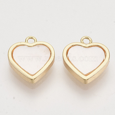 Real 18K Gold Plated Creamy White Heart Shell Charms
