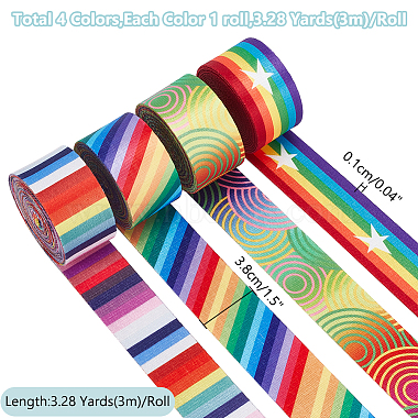 WADORN 4 Rolls 4 Styles 3M Double Face Printed Polyester Ribbons(SRIB-WR0001-05)-2