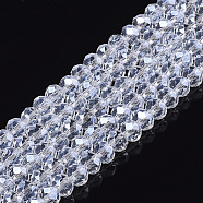 Electroplate Glass Beads Strands, Pearl Luster Plated, Faceted, Rondelle, Clear, 2.3~2.7x2mm, Hole: 0.4mm, about 150~155pcs/strand, 32~33cm(EGLA-A044-T1mm-A19)