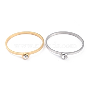 304 Stainless Steel Bangles, with Crystal Rhinestone, Mixed Color, Inner Diameter: 2-1/4x1-7/8 inch(5.8x4.8cm), 4mm(BJEW-H549-01)