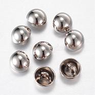 Alloy Shank Buttons, 1-Hole, Dome/Half Round, Platinum, 15x10mm, Hole: 1.5mm(BUTT-D054-15mm-06P)