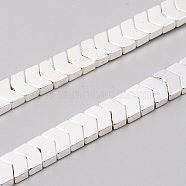 Electroplated Non-magnetic Synthetic Hematite Beads Strands, Arrow, Silver Plated, 4.5x6x2mm, Hole: 0.7mm, about 119pcs/Strand, 16.54 inch(42cm)(G-F682-04B-S)