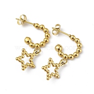 Ion Plating(IP) 304 Stainless Steel Hollow out Star Dangle Stud Earrings for Women, Golden, 30.5mm, Pin: 0.6mm(EJEW-I284-22G)