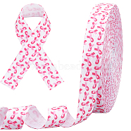 Polyester Ribbon, Garment Accessories, Breast Cancer Awareness, Hot Pink, 5/8 inch(16mm), about 10yards/roll(DIY-WH0325-27)