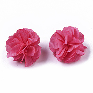 Polyester Fabric Flowers, for DIY Headbands Flower Accessories Wedding Hair Accessories for Girls Women, Deep Pink, 34mm(X-FIND-R076-02L)