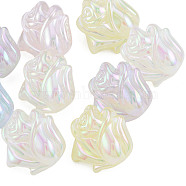 Rainbow Iridescent Plating Acrylic Beads, Glitter Beads, Flower, Mixed Color, 22.5x24x13.5mm, Hole: 3mm(OACR-N010-063)