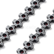 Synthetic Non-Magnetic Hematite Beads Strands, Cross, 6x6x2mm, Hole: 1mm, about 67pcs/strand, 15.87 inch(40.3cm)(G-H303-B19)