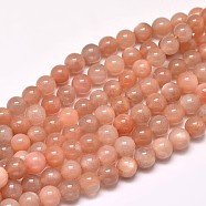 Natural Sunstone Round Bead Strands, 6mm, Hole: 1mm, about 63pcs/strand, 15 inch(G-F266-11-6mm)