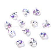 Electroplate Glass Charms, Faceted, Heart, Ghost Light, 10x10x5mm, Hole: 1mm(X-G030V10mm-001GL)