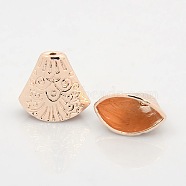 Nickel Free & Lead Free Alloy Bead Cones, Long-Lasting Plated, For Tassels Pendant,  Apetalous, Rose Gold, 18~19x19.5~20x11mm, Hole: 2mm, Inner Diameter: 8~10x18mm(PALLOY-J471-55RG-FF)