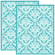 Self-Adhesive Silk Screen Printing Stencil, for Painting on Wood, DIY Decoration T-Shirt Fabric, Turquoise, Floral Pattern, 280x220mm(DIY-WH0338-109)