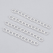 Iron Chain Extender, Curb Chains, Silver, 50mm, Link: 5~5.5x3.5~4x0.8mm(IFIN-T007-10S)