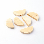 Unfinished Wood Beads, Natural Wooden Loose Beads Spacer Beads, Flat Half Round, PapayaWhip, 15x30x5mm, Hole: 2mm(X-WOOD-Q024-08)