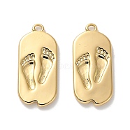 Brass Pendants, Footprint Charms, Real 18K Gold Plated, 21.5x10x1.5mm, Hole: 1.4mm(KK-H496-01G)