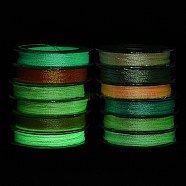 12 Rolls Luminous Polyester Sewing Thread, Glow in Dark, 3-Ply Polyester Cord for Jewelry Making, Mixed Color, 0.2mm, about 24.06 Yards(22m)/Roll(OCOR-E026-07)