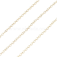 Brass Cable Chains, Soldered, Real 14K Gold Filled Chains, Real 14K Gold Plated, Link: 2x1.6x0.5mm(CHC-M023-03G)