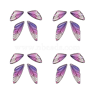 Transparent Resin Crystal AB Rhinestone Pendants Set, with Glitter Powder, Wing, Medium Purple, 29.5~49.5x12.5~17x2.5mm, Hole: 1mm, 4pcs/set(RESI-TAC0002-46B)