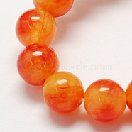 Two Tone Natural Jade Bead Strands, Dyed, Round, Dark Orange, 12mm, Hole: 1.5mm, about 33pcs/strand, 15.3 inch(G-R165-12mm-02)