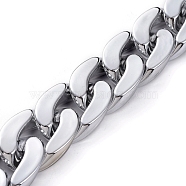 Handmade Plastic Curb Chains, with CCB Plastic Linking Ring, Platinum, Link: 30x21x6mm, about 39.37 inch(1m)/strand(AJEW-JB00525-03)