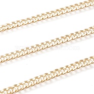 Brass Cuban Link Chains, Chunky Curb Chains, with Spool, Long-Lasting Plated, Soldered, Real 18K Gold Plated, 6x5.5x1.5mm, about 16.4 Feet(5m)/roll(CHC-M020-10G)