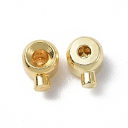 Brass Crimp Beads, Column, Real 18K Gold Plated, 4x3x2.5mm, Hole: 1mm(KK-P223-35G)