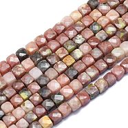 Natural Plum Blossom Jade Beads Strands, Cube, Faceted, 6~6.5x6~6.5x6~6.5mm, Hole: 1mm, about 58pcs/Strand, 15.55 inch(39.5cm)(G-K310-B10)