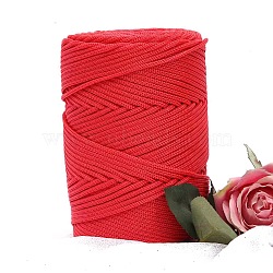 Chinlon Cloth Yarn, For Hand Knitting Thick Thread, Crochet Cloth Yarn, Crimson, 4~5mm(PW-WG61A55-23)