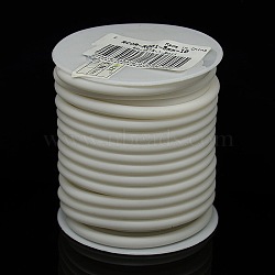 Synthetic Rubber Cord, Hollow, with White Plastic Spool, White, 5mm, Hole: 3mm, about 10.93 yards(10m)/roll(RCOR-R001-5mm-10)