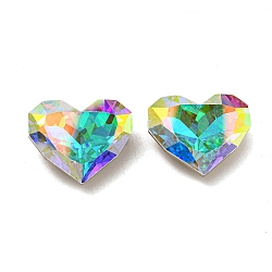 Glass Rhinestone Cabochons, Point Back & Back Plated, Faceted, Heart, Crystal AB, 19x23x8mm(RGLA-M017-P01-001ST)