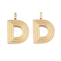 304 Stainless Steel Pendants, Letter Charms, Golden, Letter D, 15.4x10x2mm, Hole: 2.5x1mm(STAS-L022-589D)