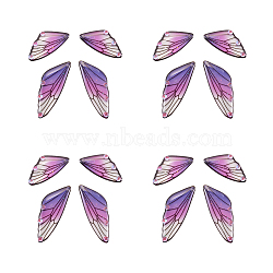 Transparent Resin Crystal AB Rhinestone Pendants Set, with Glitter Powder, Wing, Medium Purple, 29.5~49.5x12.5~17x2.5mm, Hole: 1mm, 4pcs/set(RESI-TAC0002-46B)