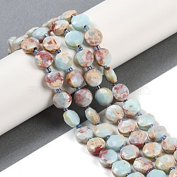 Synthetic Shoushan Stone Beads Strands, Faceted Pentagonal Cut, Flat Round, with Seed Beads, 10~10.5x5~6mm, Hole: 1mm, about 32~33pcs/strand, 15.75''(40cm)(G-C116-A35-01-1)