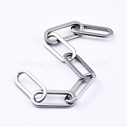 3.28 Feet 304 Stainless Steel Paperclip Chains, Drawn Elongated Cable Chains, Unwelded, Flat Oval, Stainless Steel Color, 16x6.6x1mm(X-CHS-D031-03P)