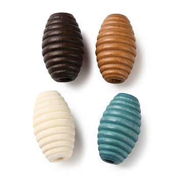 Spray Painted Wooden European Beads, Large Hole Beads, Barrel, Mixed Color, 25x14.5mm, Hole: 4.5~5mm