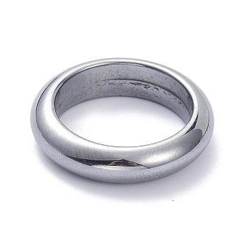 Synthetic Terahertz Stone Finger Rings, Flat Round, US Size 5 1/2(16.1mm), 6.5mm