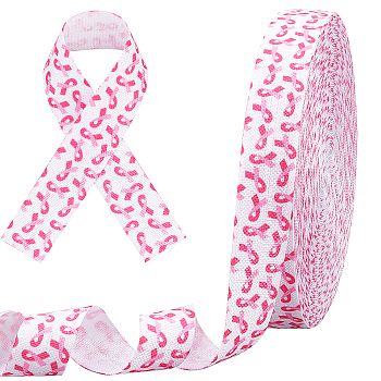 Polyester Ribbon, Garment Accessories, Breast Cancer Awareness, Hot Pink, 5/8 inch(16mm), about 10yards/roll