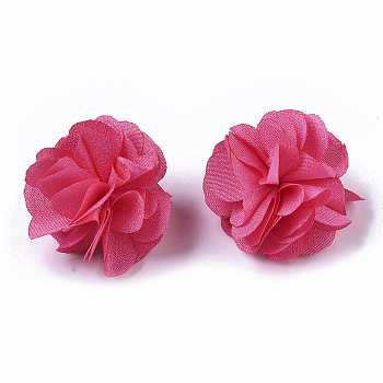 Polyester Fabric Flowers, for DIY Headbands Flower Accessories Wedding Hair Accessories for Girls Women, Deep Pink, 34mm