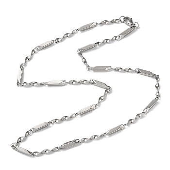 Non-Tarnish 201 Stainless Steel Twist Bar Link Chain Necklaces for Men Women, Stainless Steel Color, 20.16 inch(51.2cm)