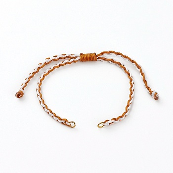 Adjustable Nylon Braided Cord Bracelet Making, with 304 Stainless Steel Jump Rings, Chocolate, 5~9-5/8 inch(12.8~24.5cm)