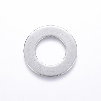 Tarnish Resistant 201 Stainless Steel Linking Rings, Stainless Steel Color, 32x2mm, hole: 18mm