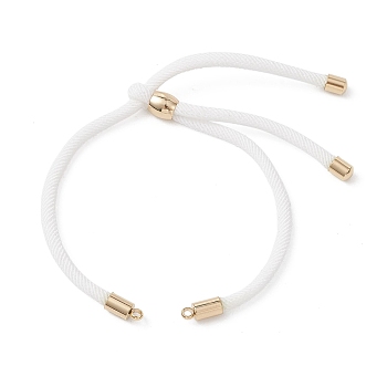 3MM Round Nylon Twisted Cord Slider Bracelet Making, with 304 Stainless Steel Cord End, Golden, White, 9-5/8 inch(24.5cm)