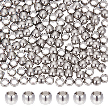 200Pcs 201 Stainless Steel Spacer Beads, Rondelle, Stainless Steel Color, 4x3mm, Hole: 2.5mm