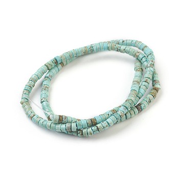 Natural Howlite Beads Strands, Dyed, Heishi Beads, Flat Round/Disc, Sky Blue, 3x2mm, Hole: 0.8mm, about 208pcs/strand, 16 inch(40.64cm)