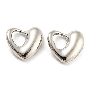 Alloy Pendants, Heart, Platinum, 16x17x5mm, Hole: 6.5x7mm